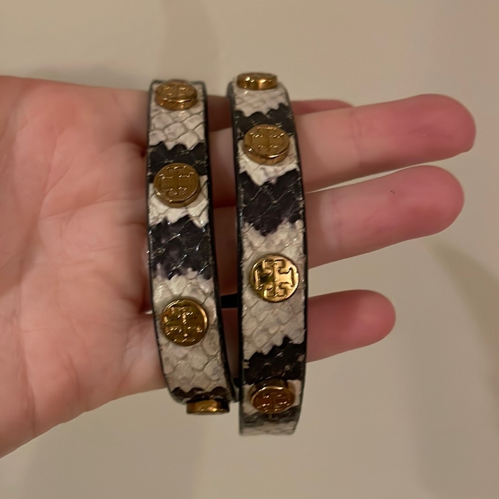 Tory Burch snakeskin wrap leather bracelet
